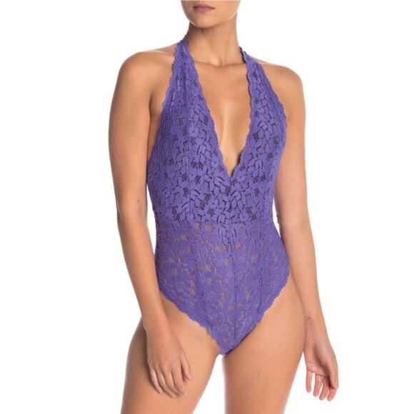 Intimately Free People Avery Lace Deep Periwinkle Bodysuit - Picture 5 of 7
